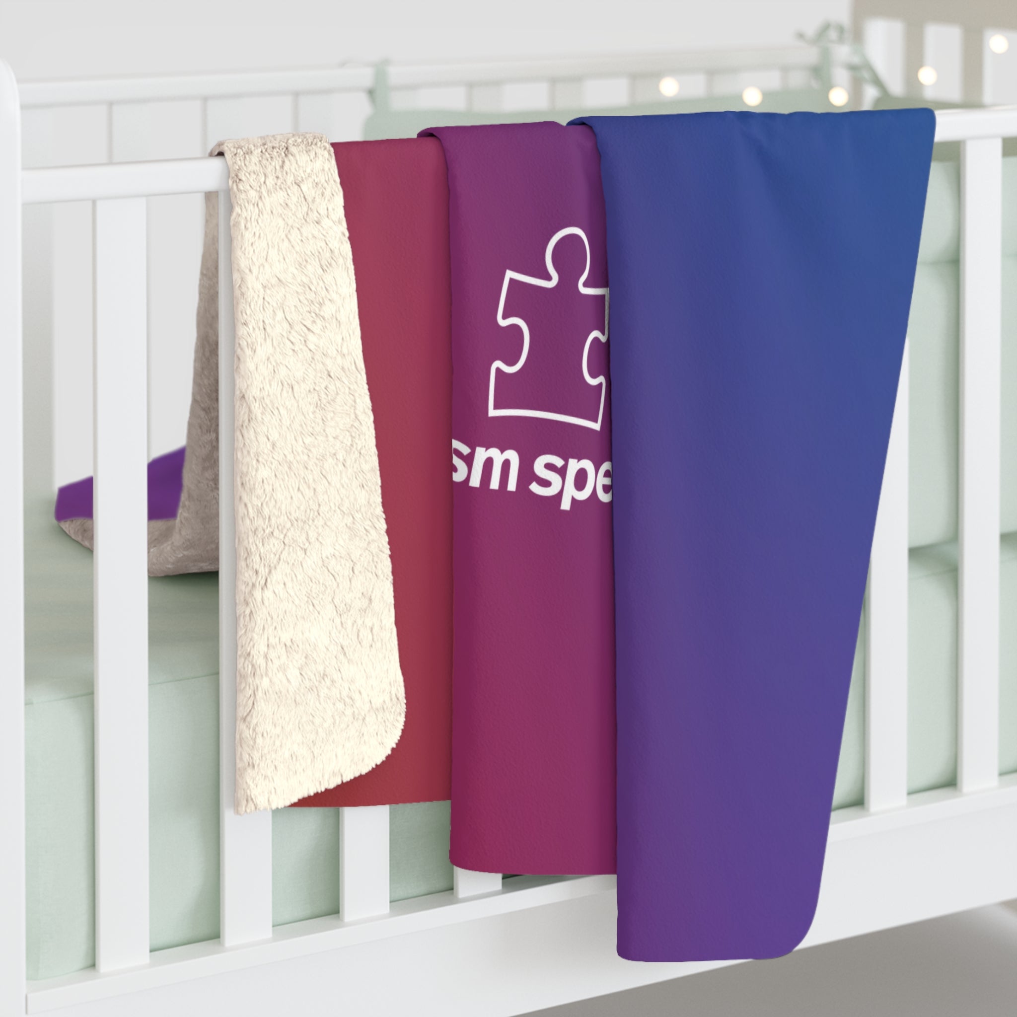 Autism Speaks Redefine Possible Gradient Sherpa Fleece Blanket