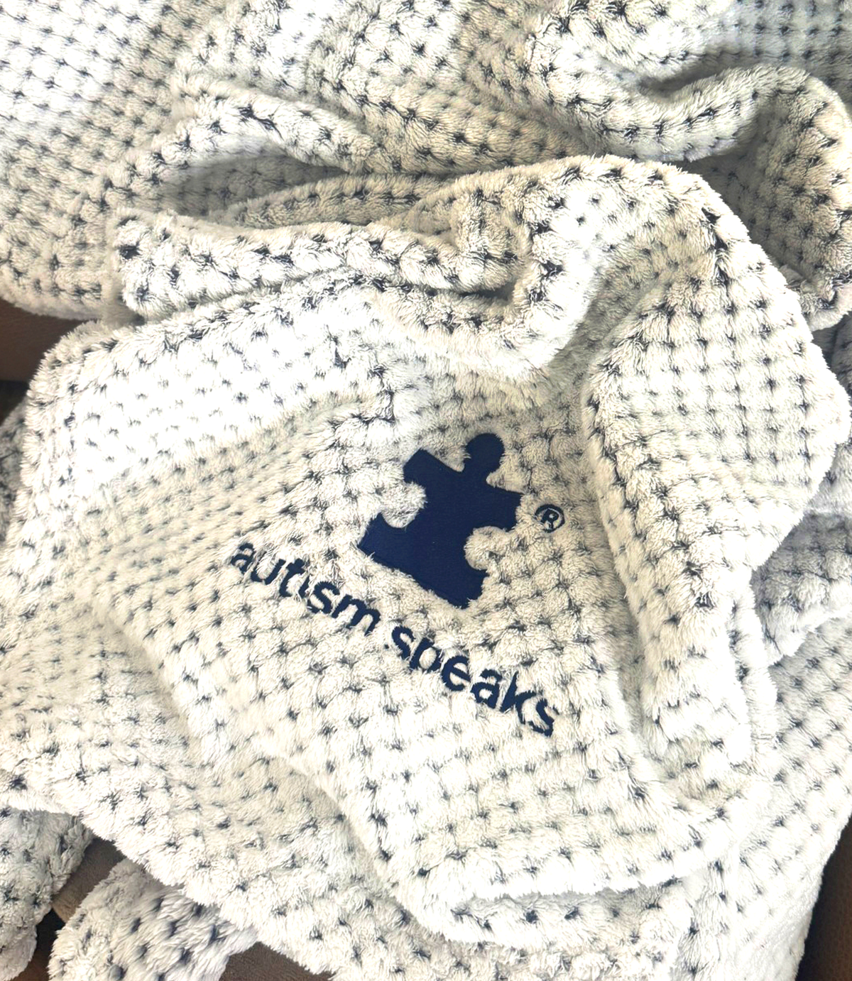 Autism Speaks Embroidered Logo Plush Throw Blanket 50 x 60