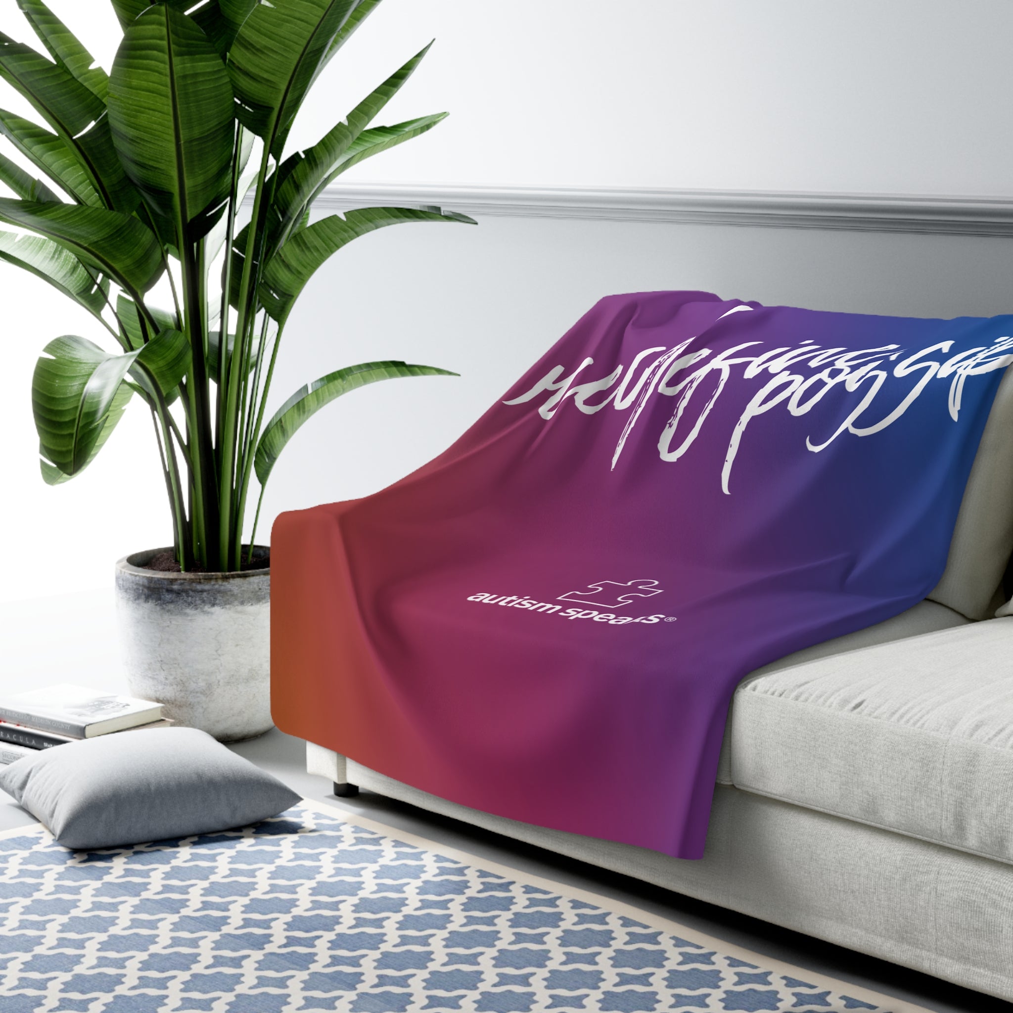 Autism Speaks Redefine Possible Gradient Sherpa Fleece Blanket