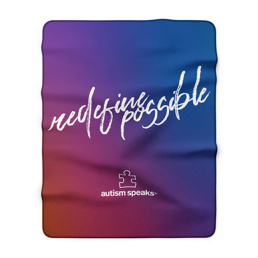 Autism Speaks Redefine Possible Gradient Sherpa Fleece Blanket