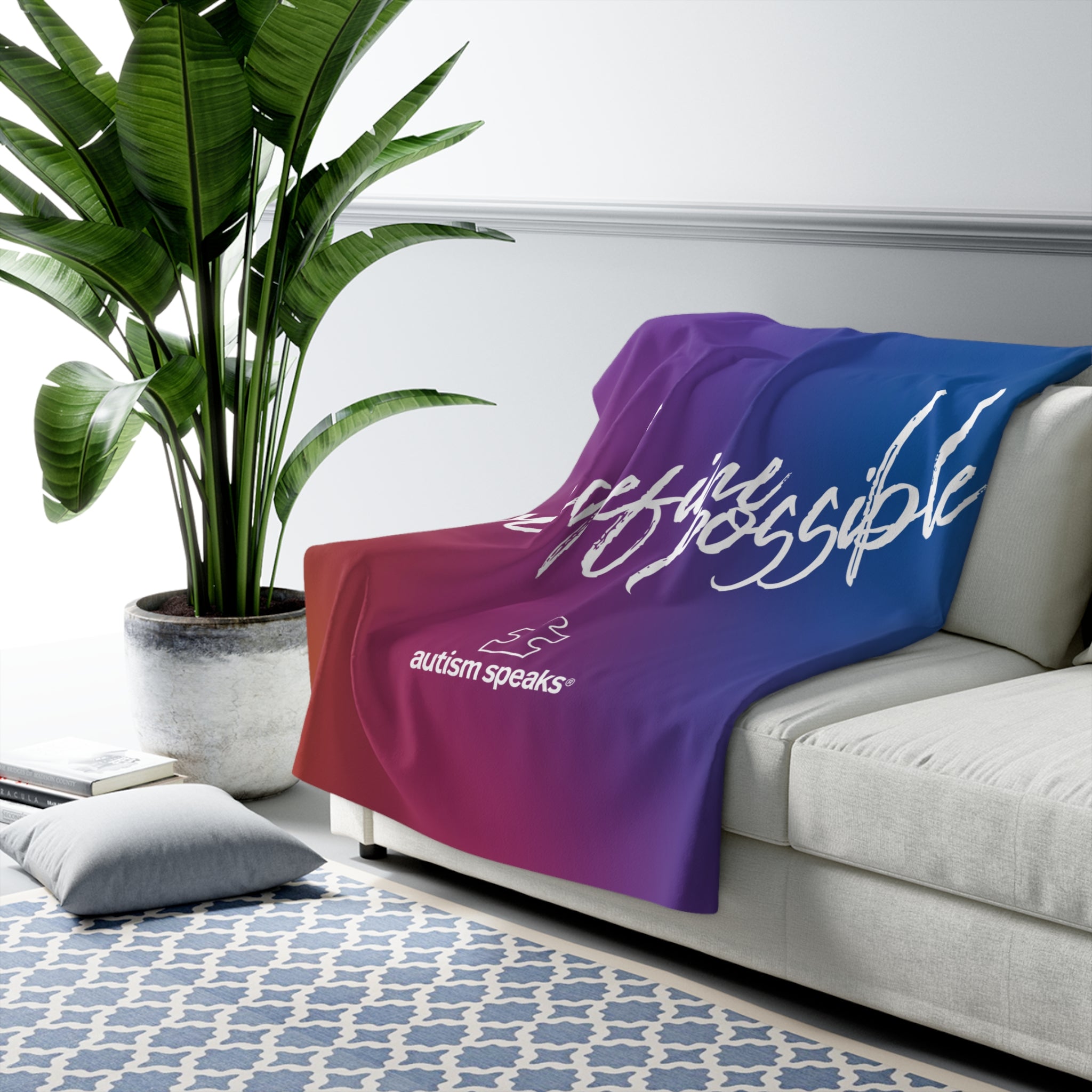 Autism Speaks Redefine Possible Gradient Sherpa Fleece Blanket